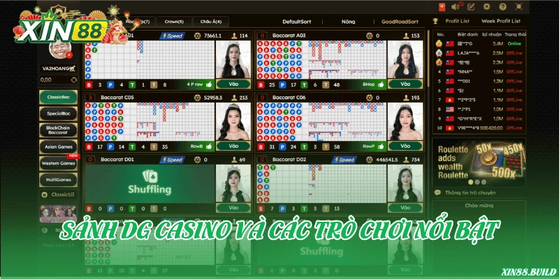 Sảnh DG Casino và các trò chơi nổi bật